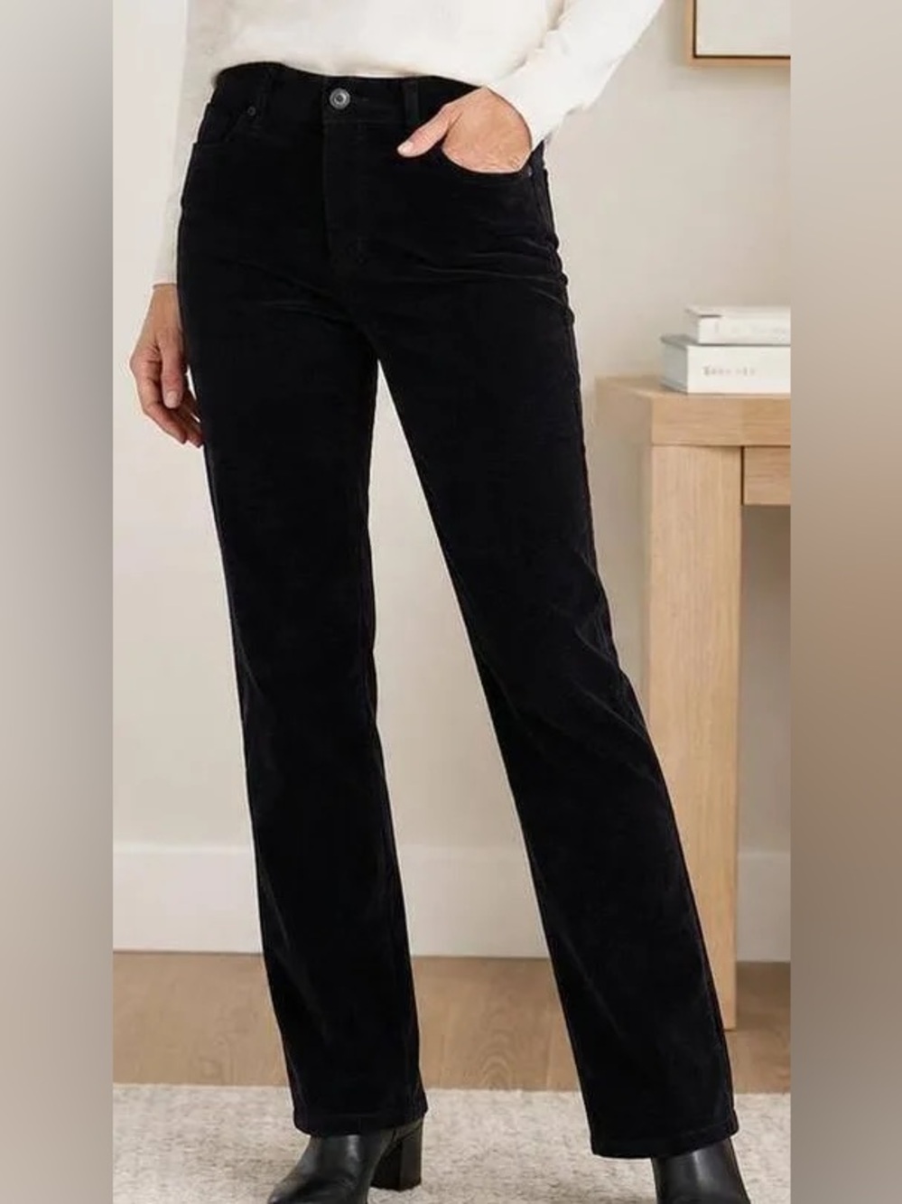 Talbots Black Corduroy Straight-Leg Women’s Pants Sz 4
